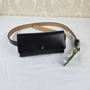 Kate Spade Size L/XL Black Leather Belt Bag Silver Hardware NWT